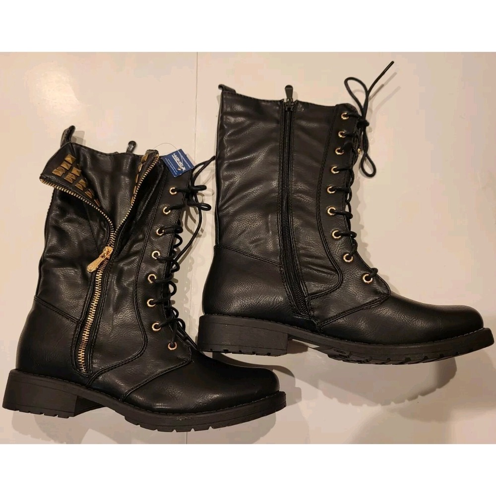 Shiekh PK-Studs Black Lace up Boots Size 9-NEW - Picture 2 of 9